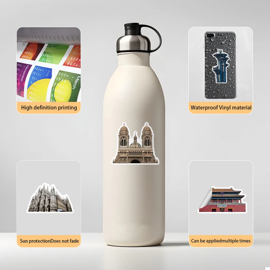 50PCS Landmark Building Graffiti Stickers - Waterproof Decor for Water Cup, Phone, Computer & Luggage BulingBulingStickers Store
