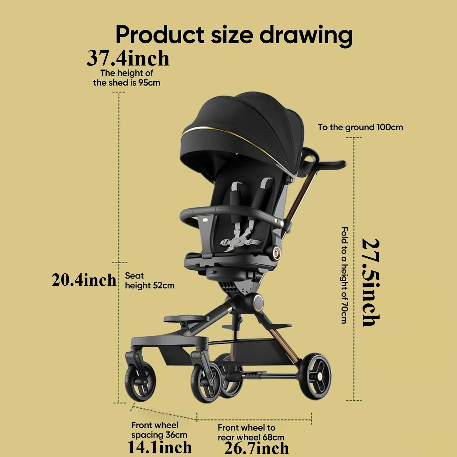 عربة أطفال خفيفة الوزن مع وضع السرير بيد واحدة سهلة الطي عربة أطفال حديثي الولادة مع مقعد قابل للعكس ومقابض قابلة للتعديل #3