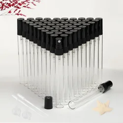 56pcs + 4 stuffing tools, 2/3/5/10ml mini portable spray bottle, empty reusable clear perfume bottle, travel size, easy to carry