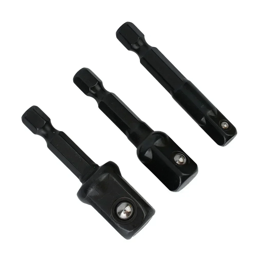 3 pçs adaptador de soquete 1/4 3/8 1/2 Polegada porca driver soquetes hex haste extensão soquete broca adaptador para motorista
