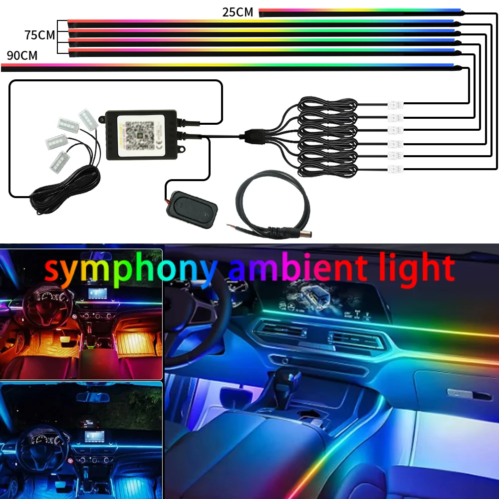 

Symphony Ambient Light Car Ambient Lighting Car Kit Atmosphere Decoration Interior Lamp RGB APP Control Acrylic LED Strip Light