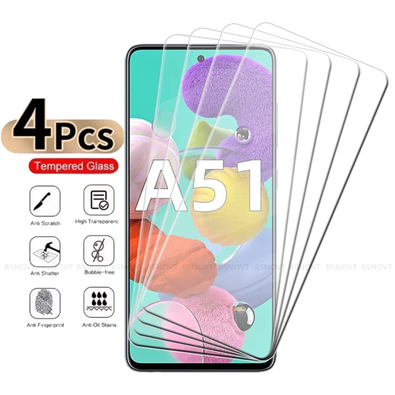 

1/2/3/4Pcs For Samsung Galaxy A51 Glass Samsung A51 Tempered Glass 9H Transparent Clear Cover Screen Protector Samsung A51 A 51