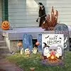 Happy Halloween Garden Flag 12 x 18 Inch Burlap Double Sided Witch Ghost Campfire Nightlight Holiday Yard Outdoor Decor jjp