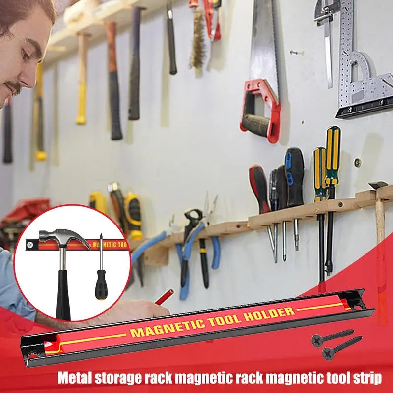 Imagem -03 - Ferramenta de Armazenamento Rack com Magnet Bar Grande Capacidade Economia de Espaço Organizador para Oficina Casa Metal Tool Bar para Garagem