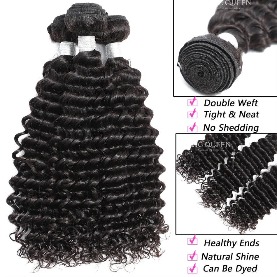 30 pollici Deep Wave 1 3 4 Bundles Deal fasci di tessuto dei capelli malesi 100% Virgin Human Depp Water Curly Bundles Extensions Tissage