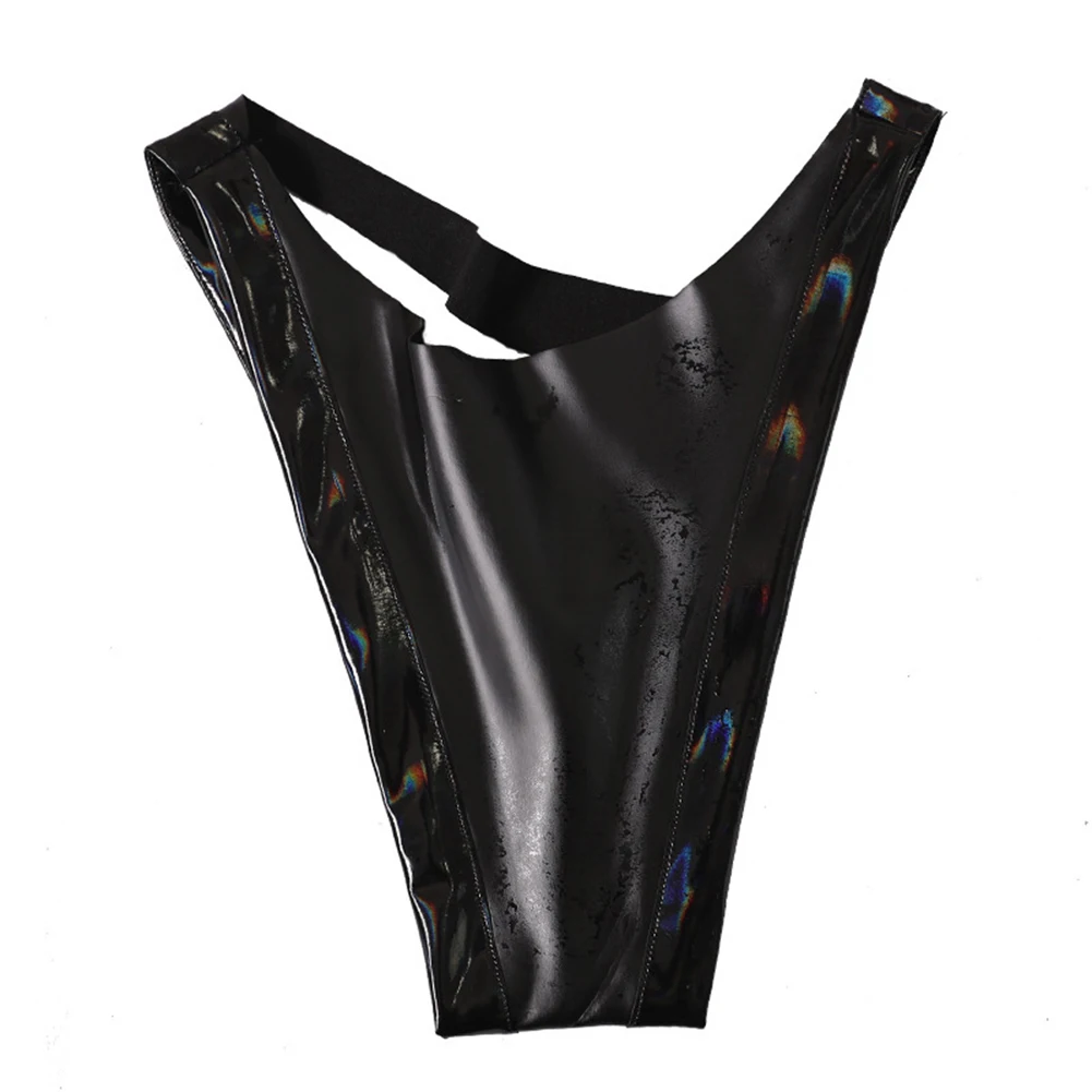 Men Latex Amino Dazzling Edge Breifs Men's Lingerie Underwear Hollow T-Back Tight Butt Shaping Panties Slight Strech Calcinha