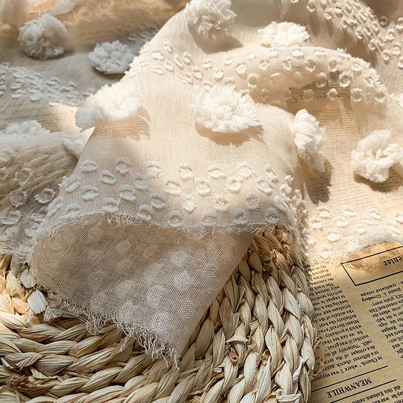 

Жаккардовая ткань в горошек с 3D плюшевыми цветами для платьев, юбок-пуделей, швейных материалов, модной ткани