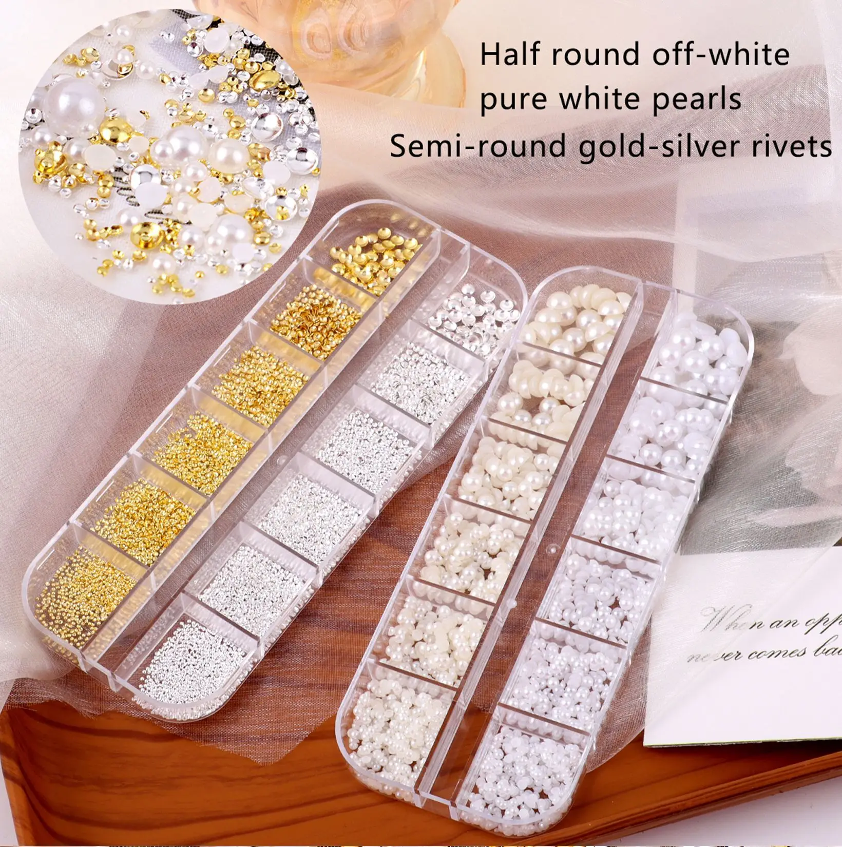 مجموعة فنية أظافر لؤلؤية صغيرة - أحجار الراين، ترصيع، سحر لتصميم الأظافر بنفسك، مجموعة إكسسوارات تزيين الأظافر