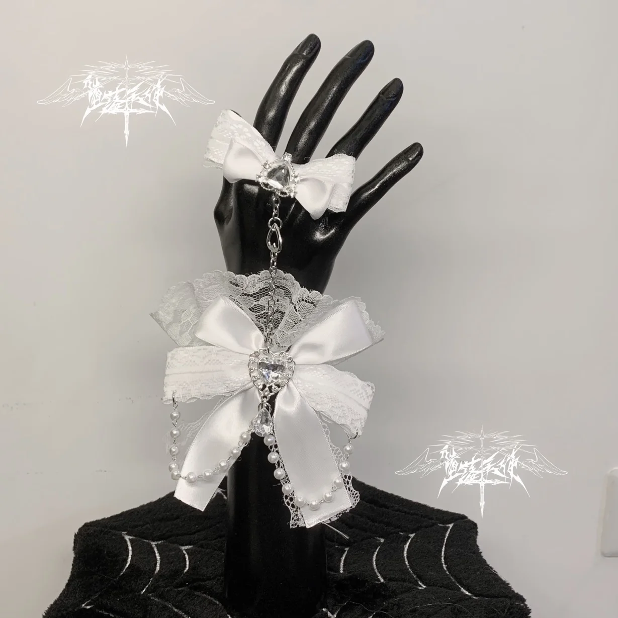 Women Punk Jewelry Subculture Cute Bow Chain Lace Bow Harajuku Hand Made Bracelet Y2k Lolita Cosplay Accessory