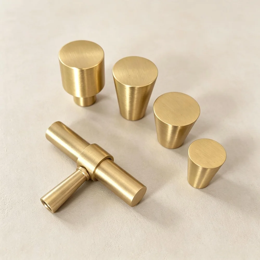Brass Cabinet Knobs Drawer Pulls Gold Handles for Kitchen Cupboard Wardrobe Dresser Pulls-1 Pack