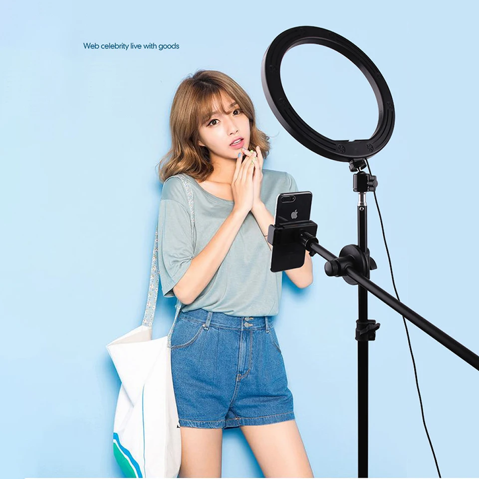 1.6m 63inch Mobile Phone Holder Mounting Tripod Stand for Overhead with Ring Light Led Rim Of Lamp For Selfie Live Video Stream