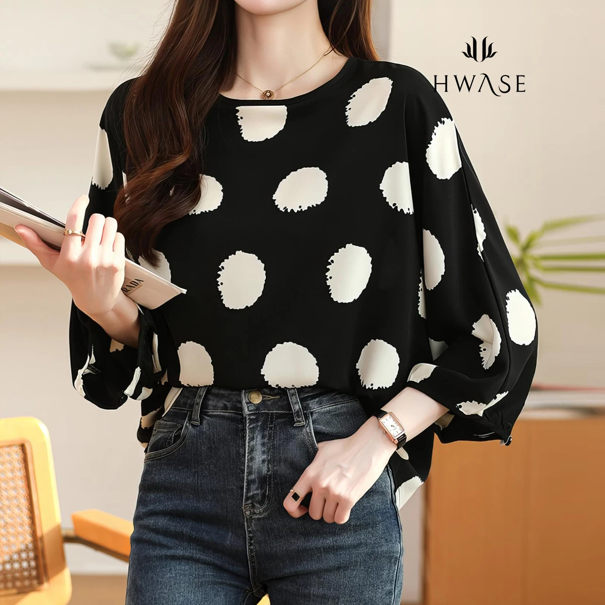 Bubble Dit Round Blouses (up to 88) _ HB4SBL045C