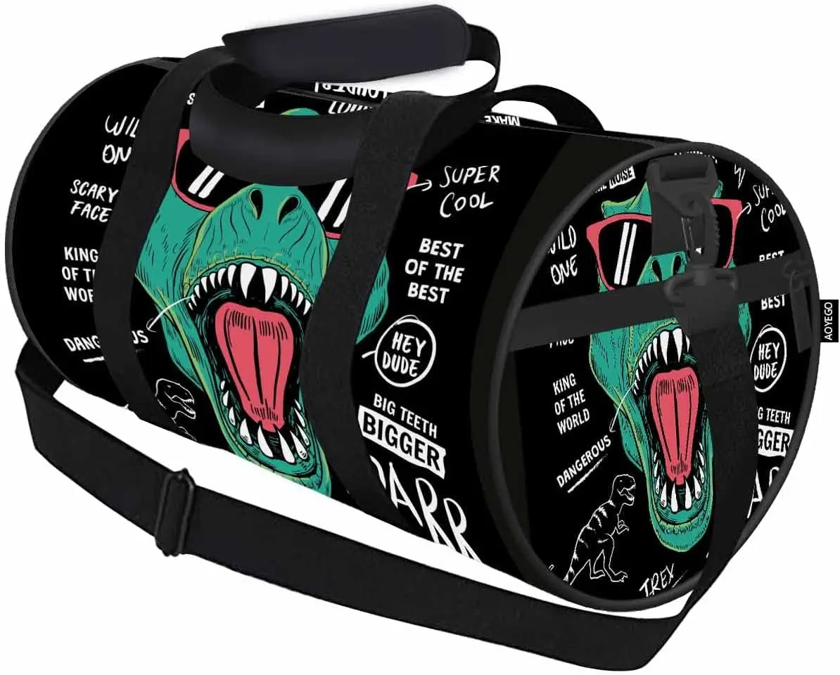 Dinosaur Travel Duffel Bag T-Rex Wearing Sunglasses Cool Slogans Lightweight Sports Tote Gym Bag Shoulder Weekender Bag