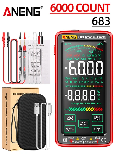 ANENG 683 Smart Multimeter Oplaadbaar High-end Touch 6000 Counts Multimeter Test Multitester AC/DC Spanningsmeter Stroommeter - afbeelding 1