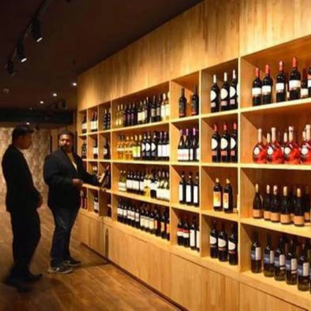 

Современный супермаркетный магазин, винная полка для спиртных напитков, дизайн шкафа, индивидуальный шкаф из винного дерева для погреба
