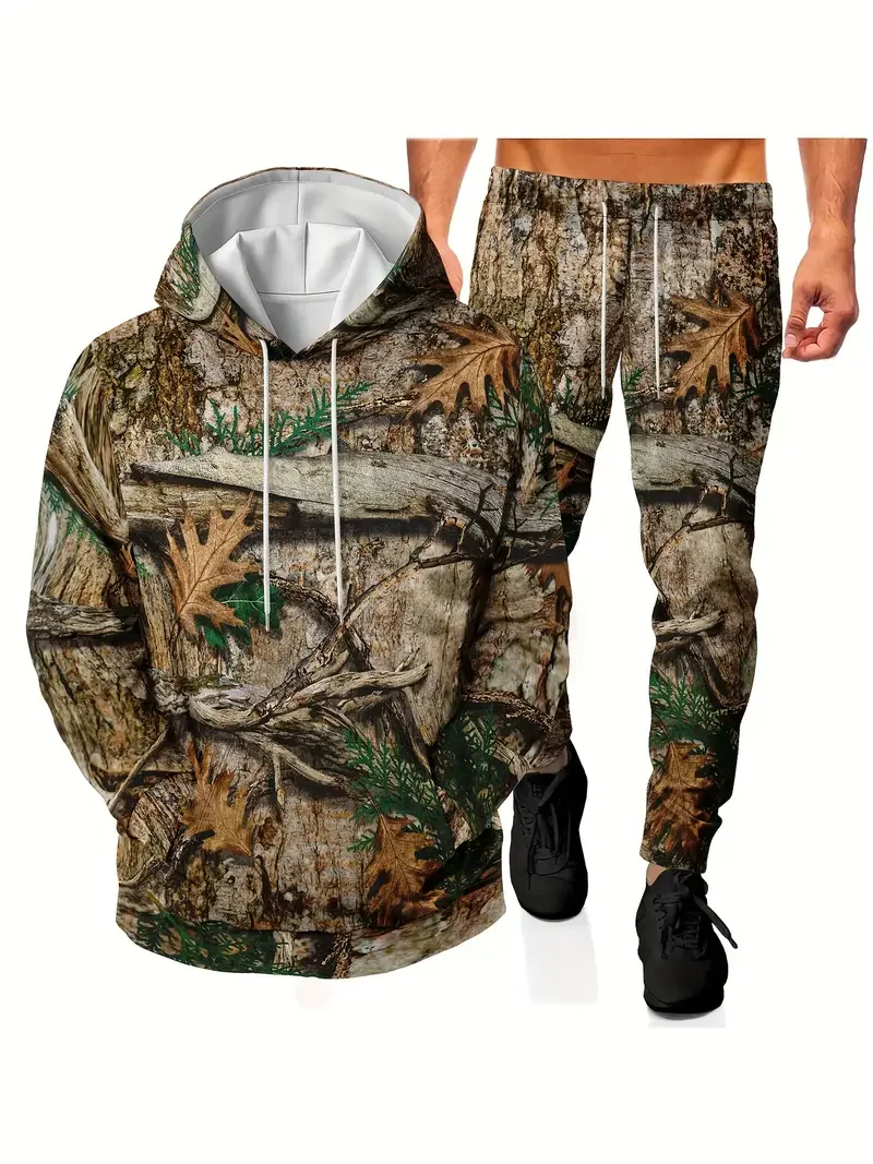 

Мужской камуфляжный спортивный костюм, модные спортивные толстовки с 3D принтом на открытом воздухе, комплект из 2 предметов, осенне-зимний повседневный свитшот, комплект спортивных штанов