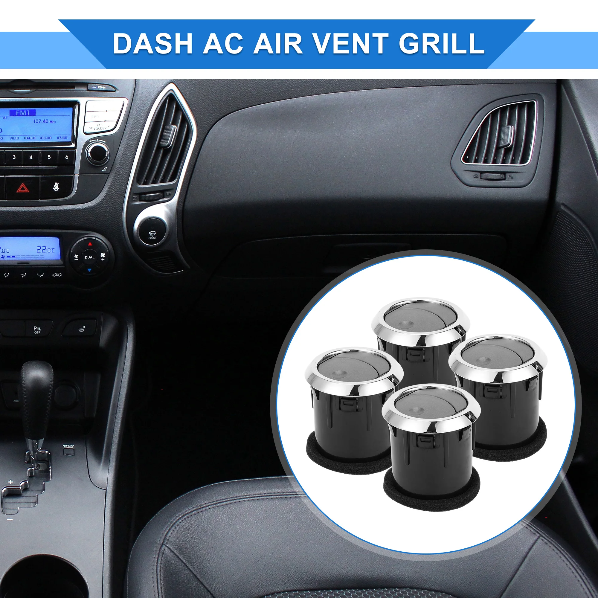 UXCELL 4 Pcs Center Dash A/C Outlet for Ford Fusion 2006-2009 Durable ABS Black Silver Tone Air Vent Panel