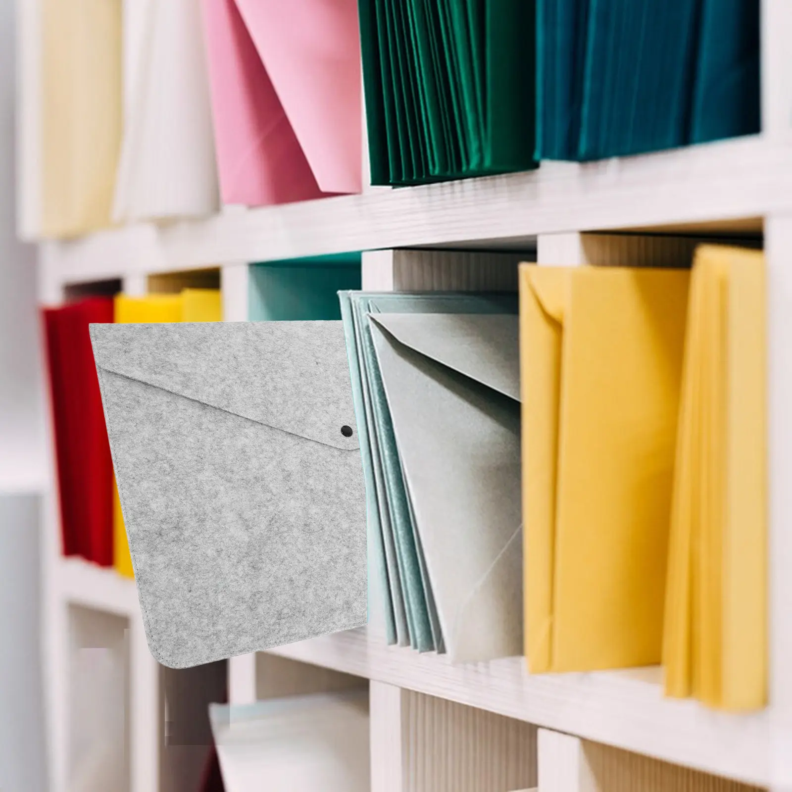 

Felt Document Bag Portable File Organizer Office Storage Holder Reusable File Folder Folder with Pockets Paper Receipt Container