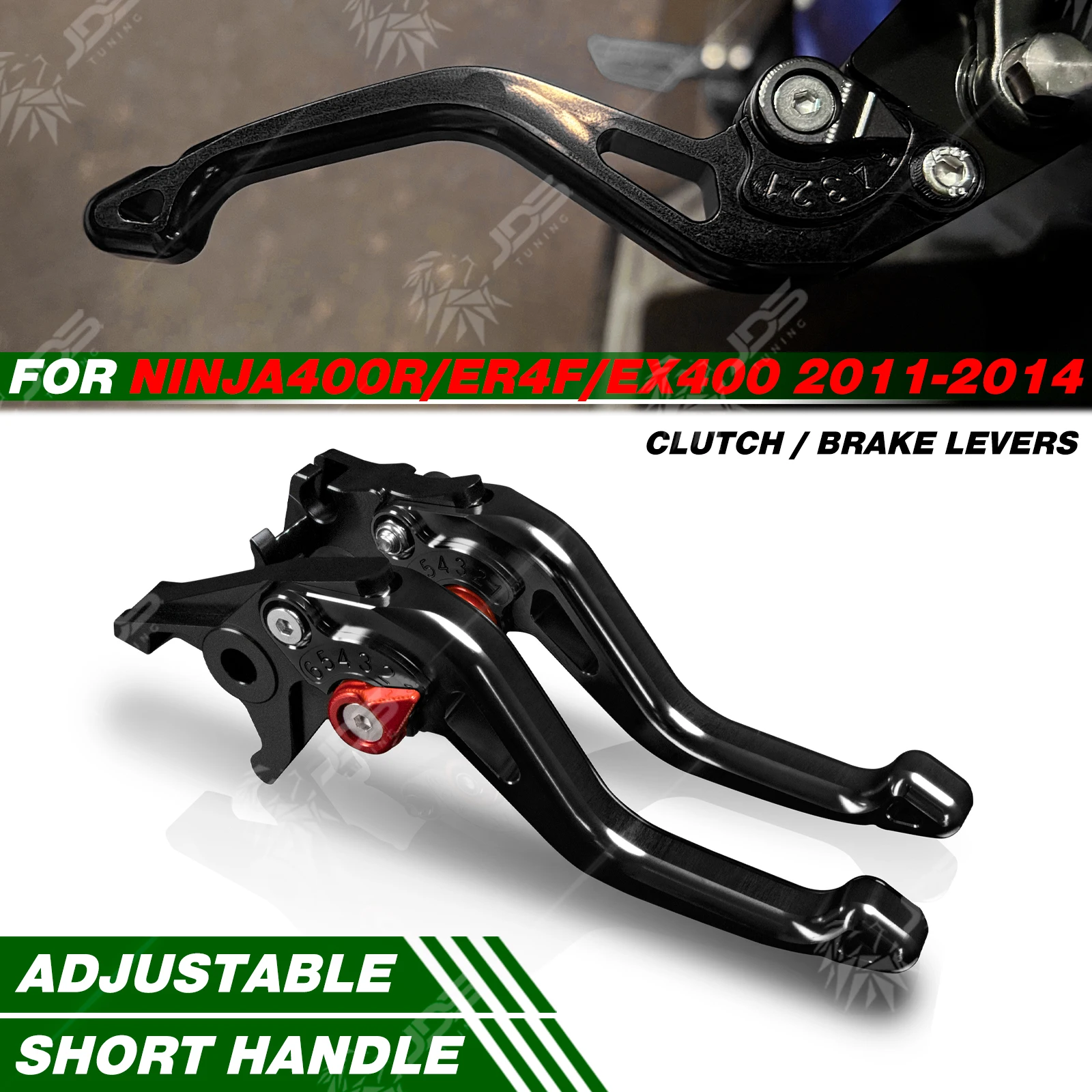 Для Kawasaki NINJA400R/ER4F/EX400 2011-2014 гг. Комплект коротких регулируемых тормозных рычагов с тремя пальцами.