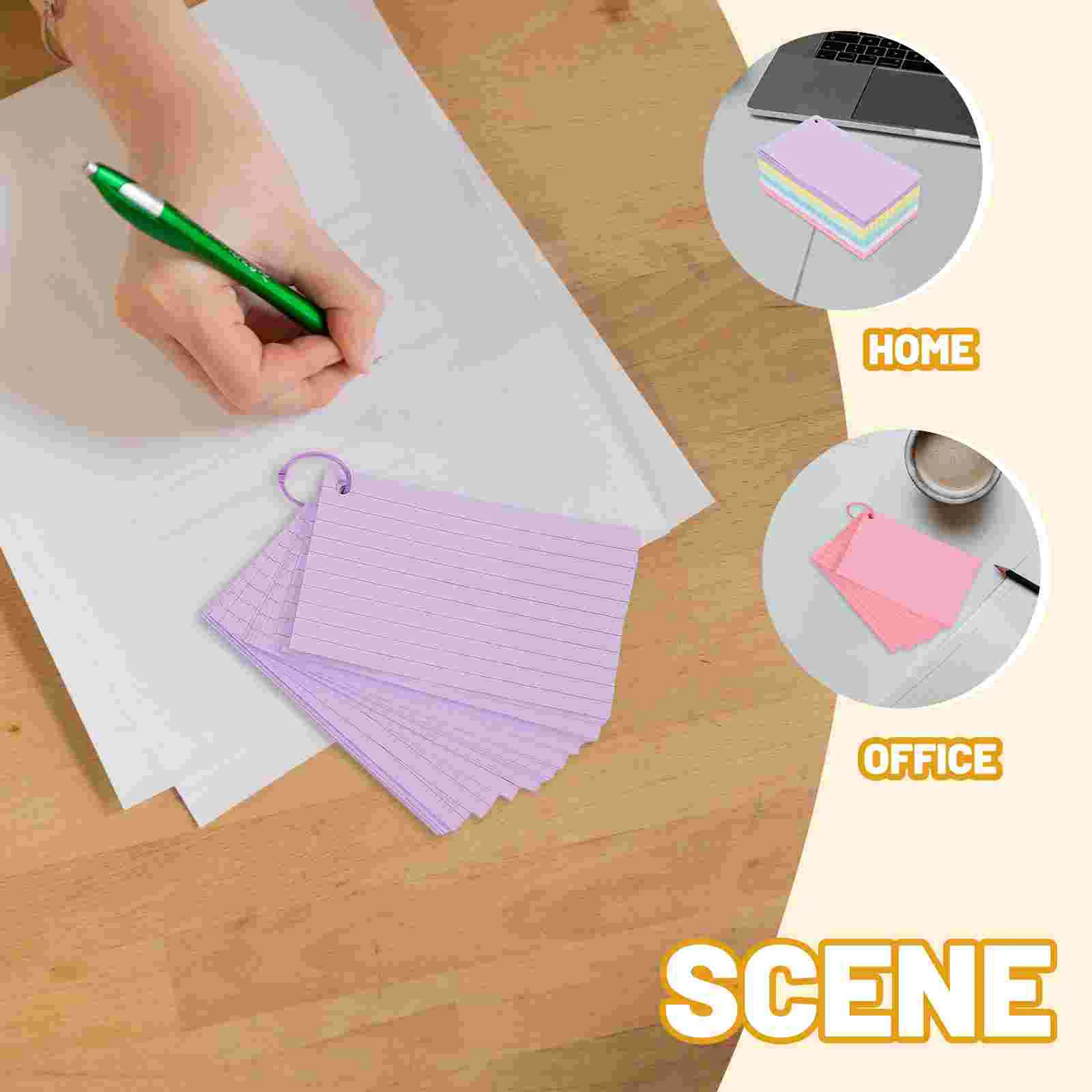 1 set 6 schede indice perforate a colori carte per appunti foderate colorate con anelli in metallo flashcard vuote portatili memo pad tascabile