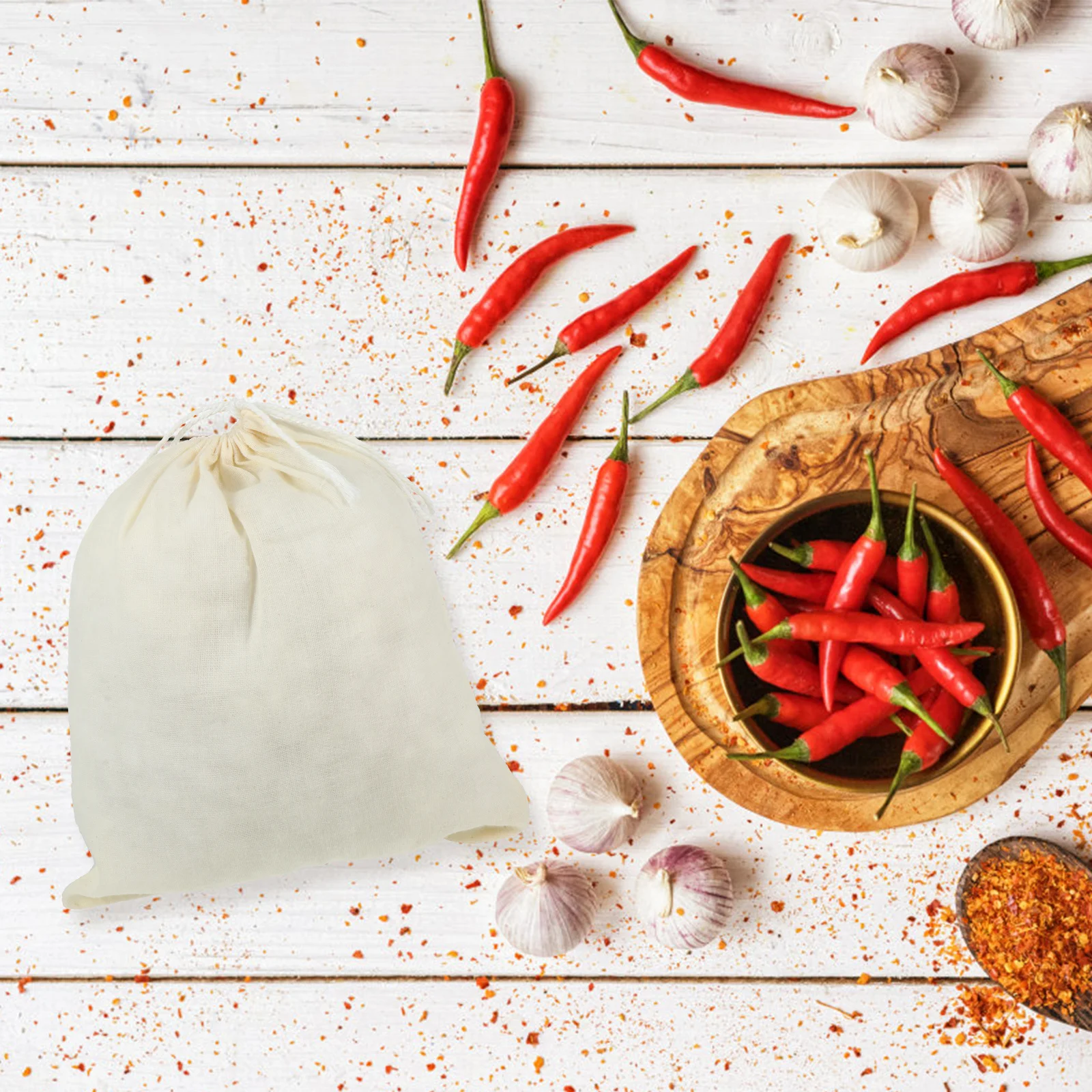 

7pcs Pure Filter Bags Reusable Reusable Soup Bag Drawstring Soup Cloth Spice Sachet Kitchen Strainer Herbal Tea Bag