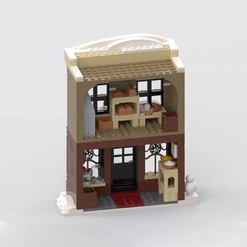 423 Uds. MOC Winter Village panadería (MOC) acogedor modelo DIY bloques de construcción juguetes de cumpleaños regalo