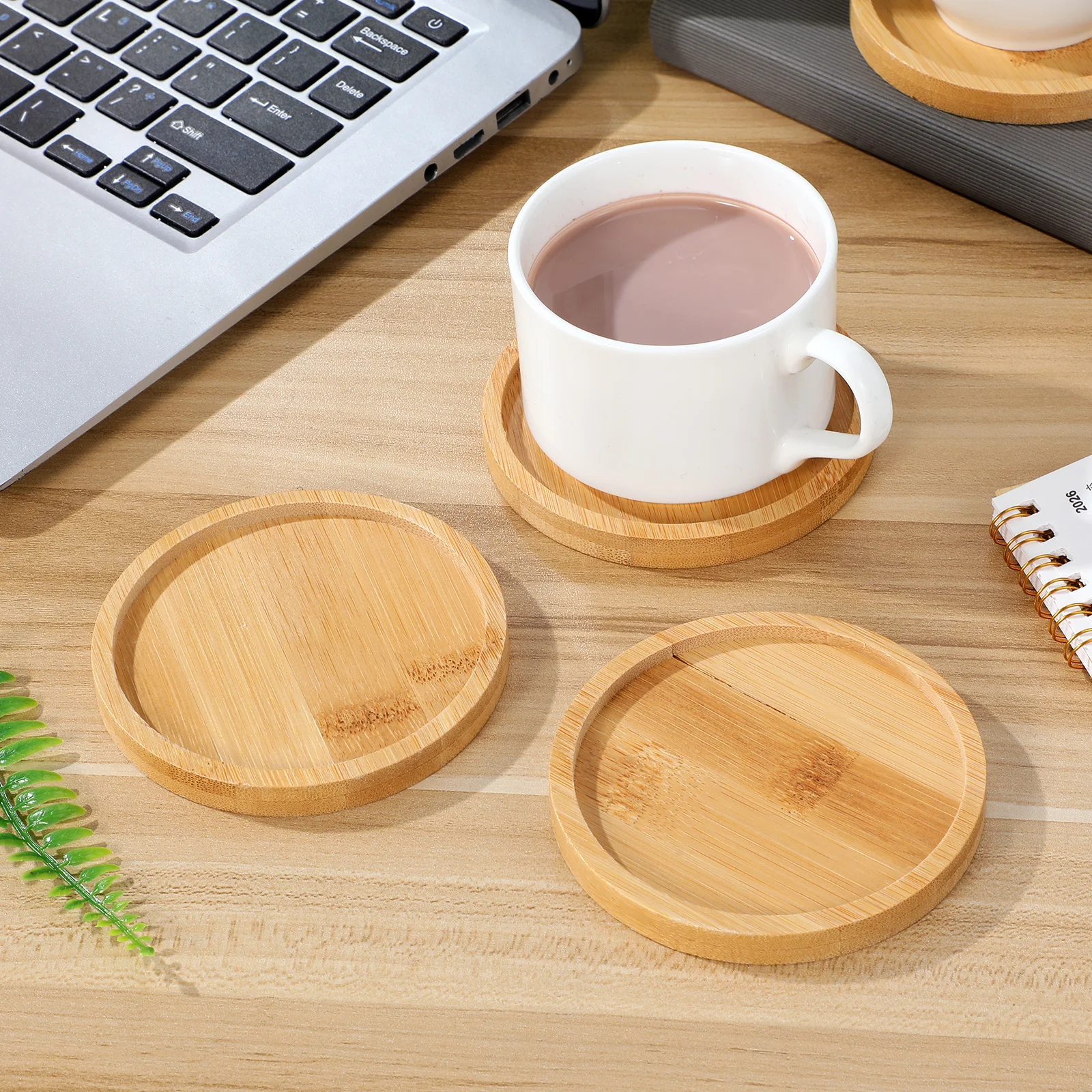 

4Pcs Mosaic Bamboo Coasters Unique Design Anti-Slip Rustic DIY Crafts Cup Mats Dining Table Accessories Coaster Blanks