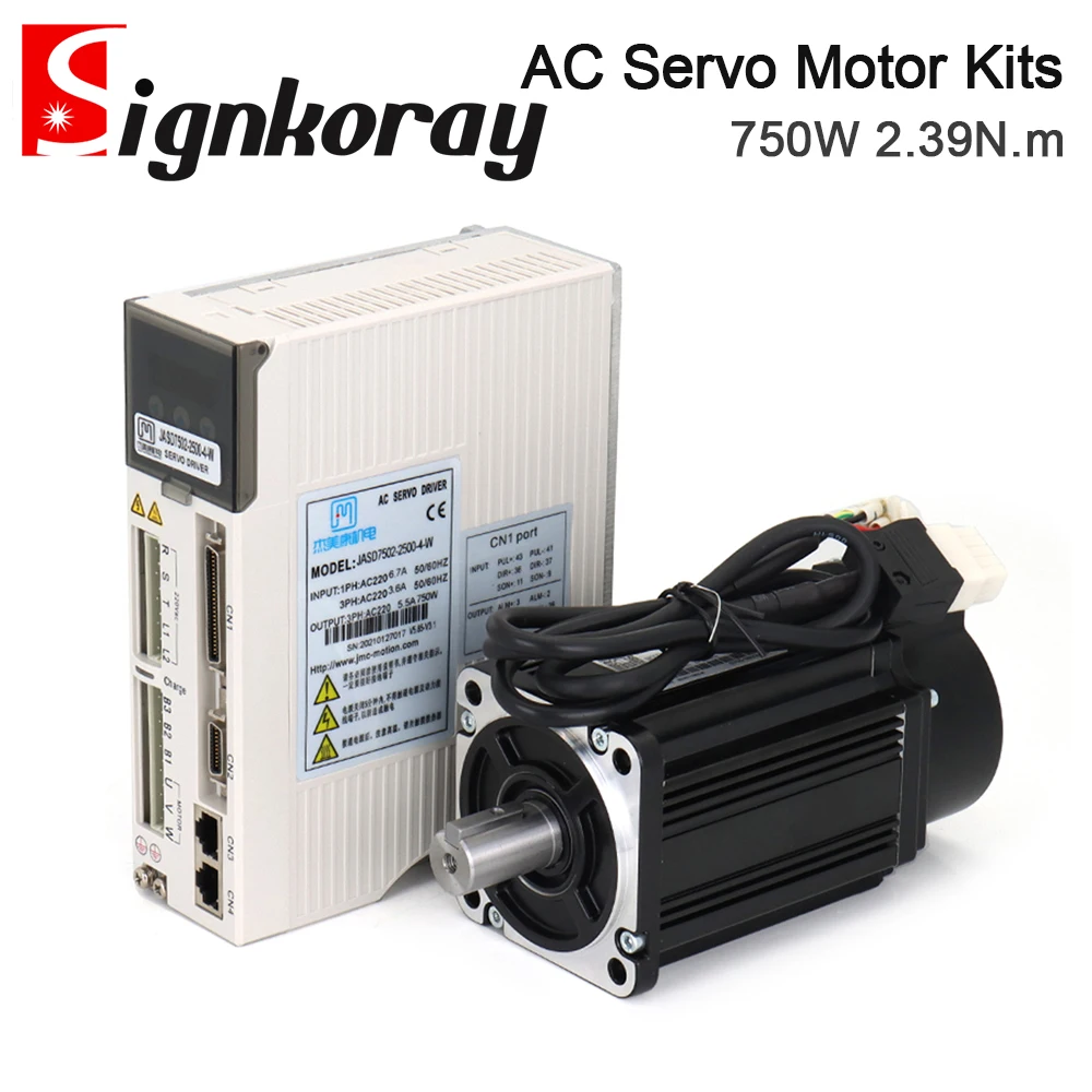 SignkoRay JMC 750W 3000rpm 2.39N.m 80mm AC220V Servo Motor Drive Kits JASD7502-2500+80JASM07230K-2500C with 3M Cable