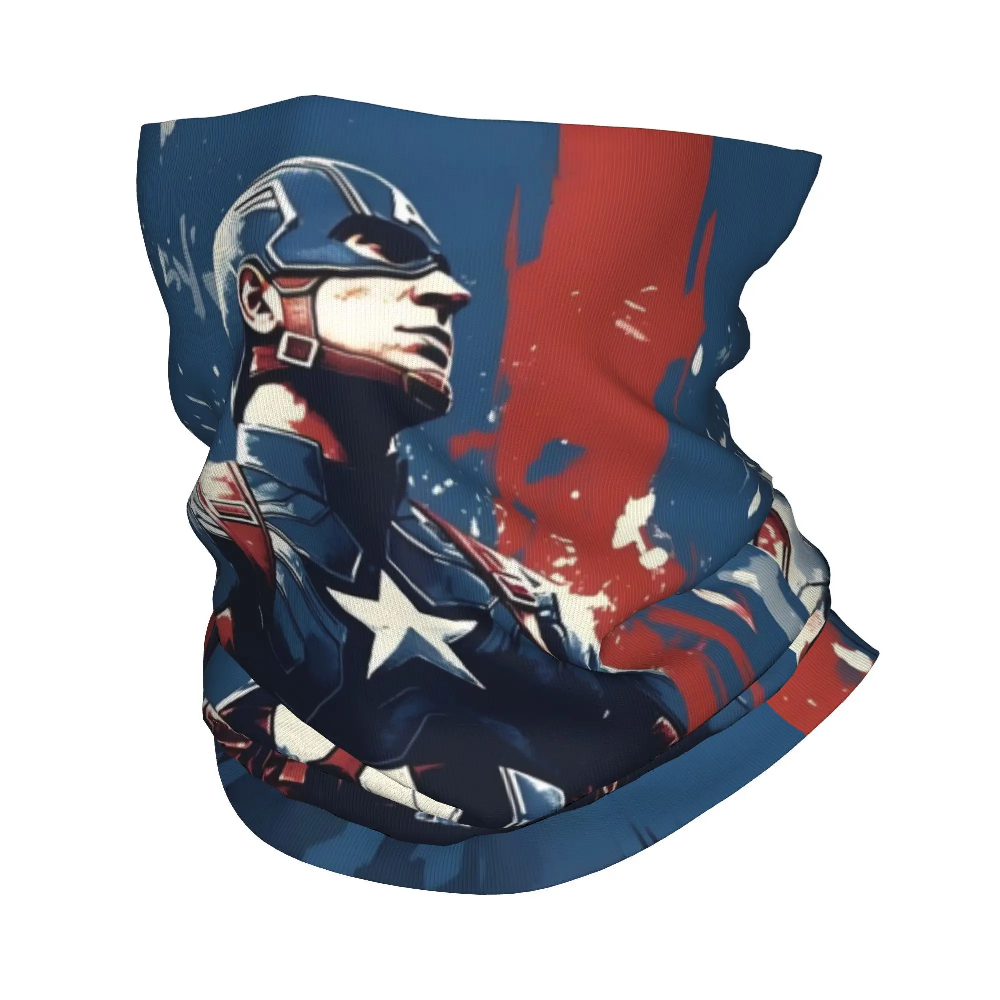 

Custom Cool Superhero Captain America Bandana Neck Warmer Men Women Winter Ski Tube Scarf Gaiter Anime Cartoon Face Cover