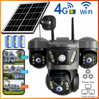 V380 Pro 15MP WIFI IP Solar Camera Three Lens Audio Outdoor IP66 Waterproof Built-in Battery HD Security CCTV 4G Network Camera