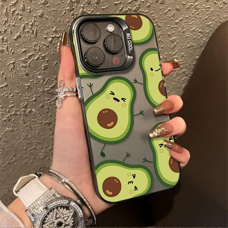 Nuova custodia per telefono Emoji Avocado Little Man per iphone 16 15 14 13 11 12 PRO MAX XR XS 7 8 PLUS iphone11 Gel di silice Anti Drop Shell