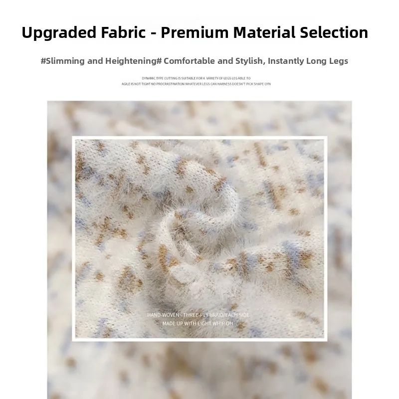 Cintura alta solta ajuste xadrez velo forrado calças de perna larga feminino casual estilo confortável outono inverno nova chegada