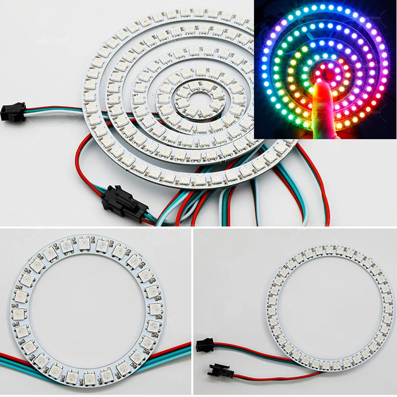 DC5V WS2812B RGB indywidualnie adresowalny pierścień z USB Mini kontroler muzyka wbudowany mikrofon przycisk Bluetooth BT Pixel Kit