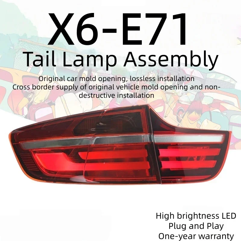 1 Unit LED Guide Driving Brake Steering Red Lens 12V New Condition  for  X6-E71 08-14 Tail Light Assembly Modification