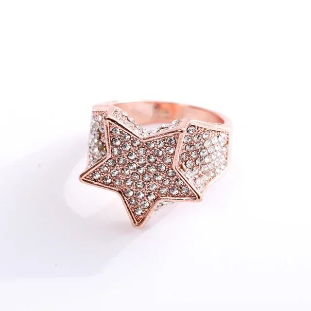 Milangirl New Hip Hop Rock Five Star Rings Men Luxury Women Rhinestones Zircon Pentagram Rings Women Wedding Party