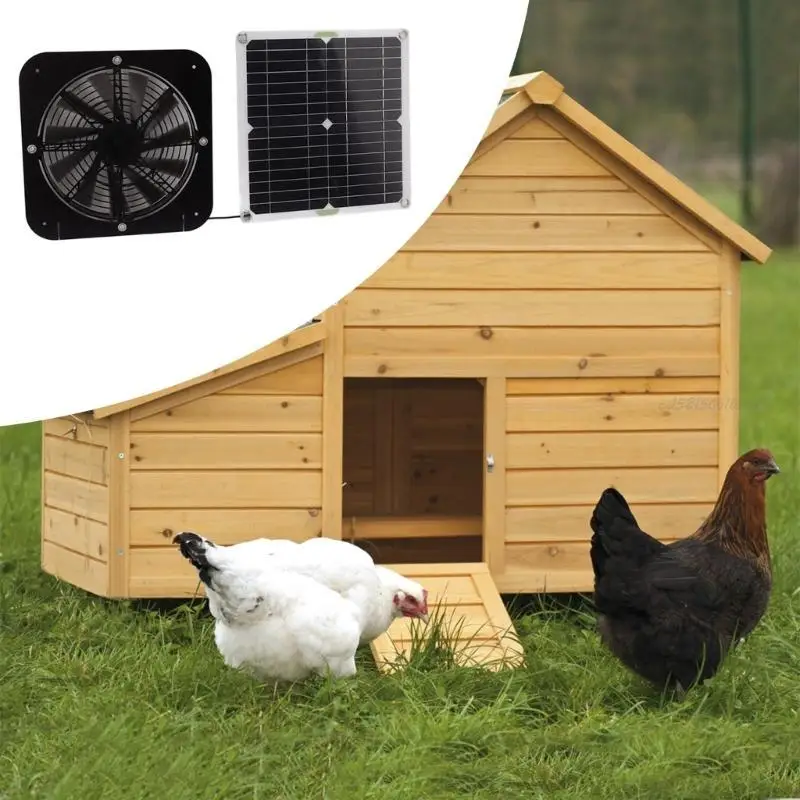 27RB Weatherproof Waterproof Solar Panel Vent Fan Monocrystalline Exhaust Fan for Chicken Coops and Greenhouses Shed