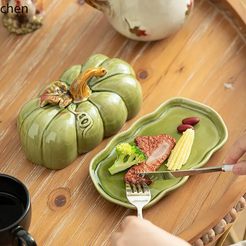 b11-7.2 modern creative ceramic pumpkin ceramic fruit plate preserved snack plate dinner plate