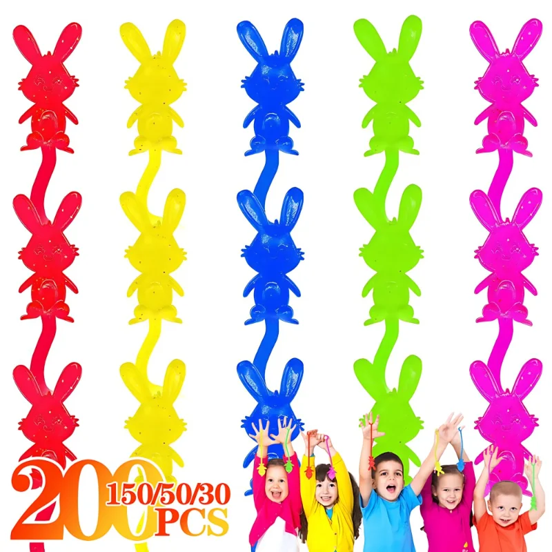 1-200 個子供用スティッキーハンドおもちゃ弾性バニー壁登りグリッター TPR ソフトおもちゃイースター子供ギフトイースターパーティー用品