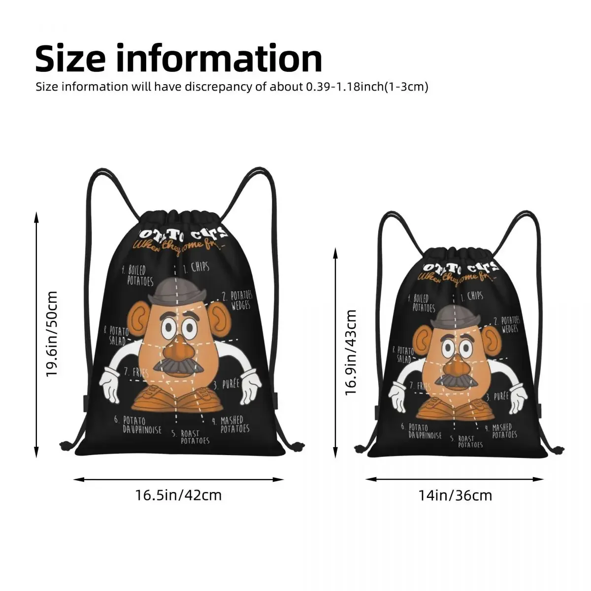 Potato Cuts Toy Story Cartoon Drawstring Backpack Gym Sports Sackpack String Bags for Cycling