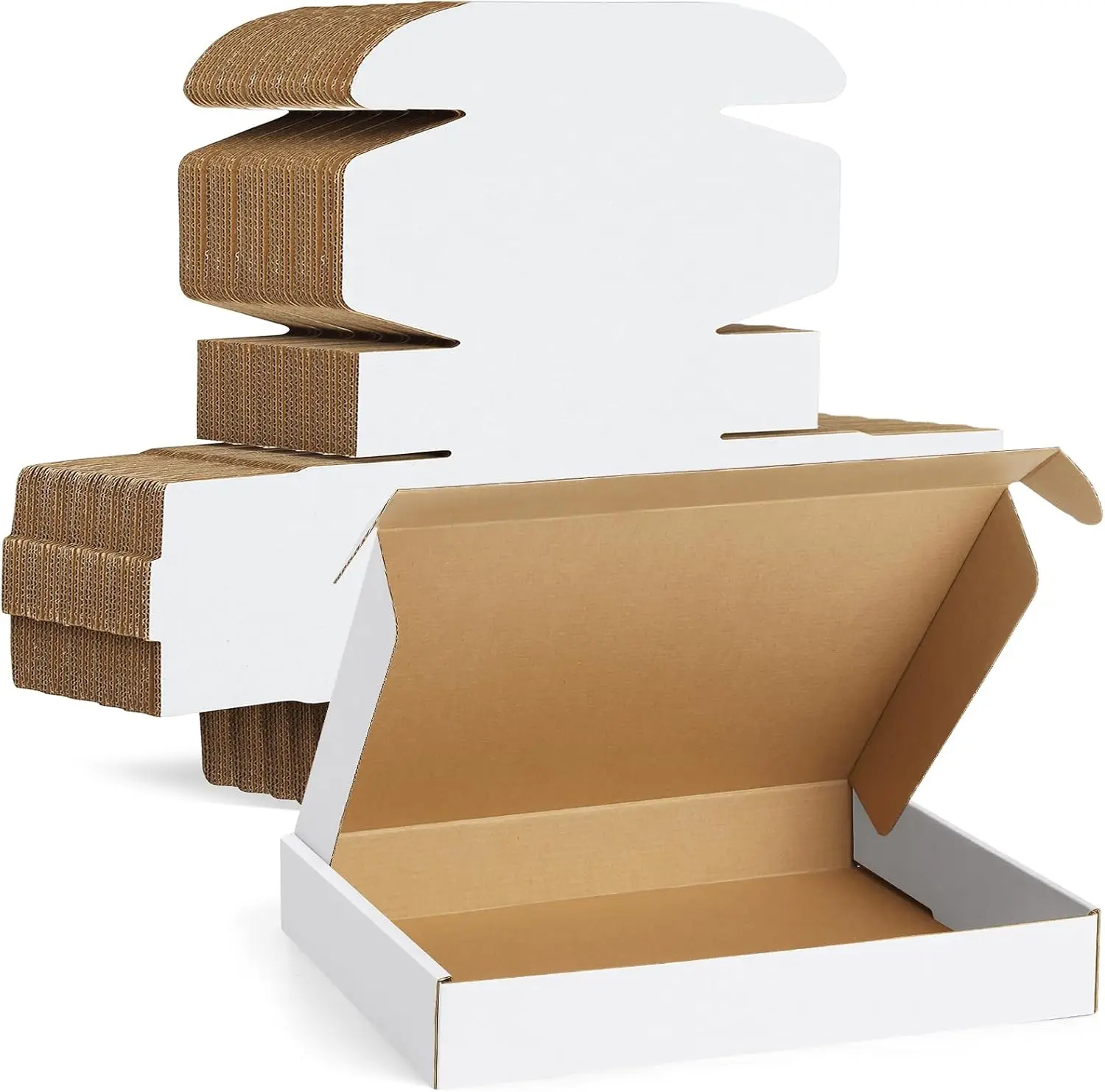 

30 Pack 13x10x2 Inch Small Shipping Boxes White Corrugated Cardboard Mailers for Business Packaging
