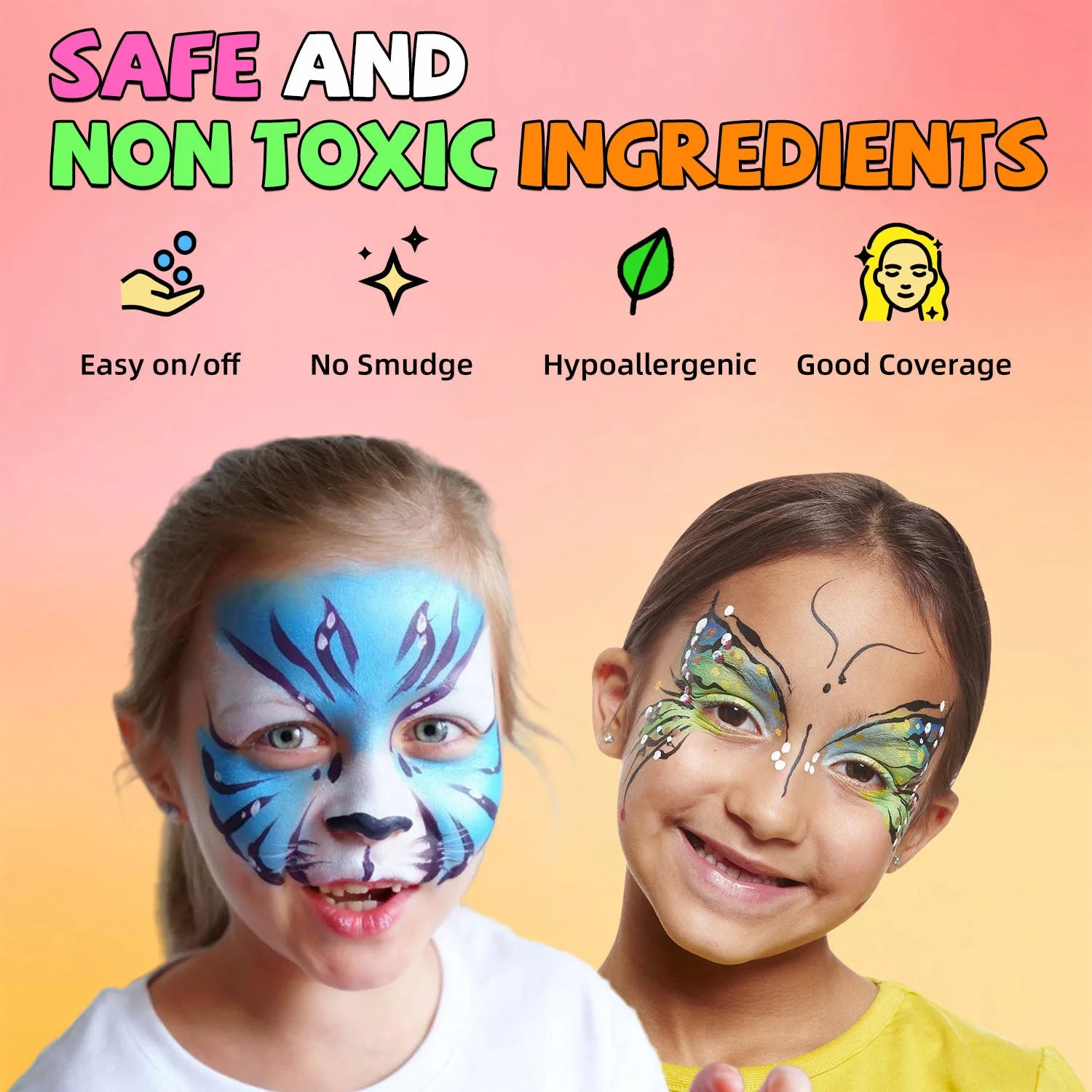 Professional 12-Color Face Paint Kit Halloween Cosplay Face Makeup Palette Washable Water Facepaint for Kids and Adults