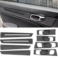 For HONDA CIVIC 11th Sedan 2022 2023 2024 Top Suede Car Interior Door Panel Trim Strips ABS Stickers 4pcs Accessories