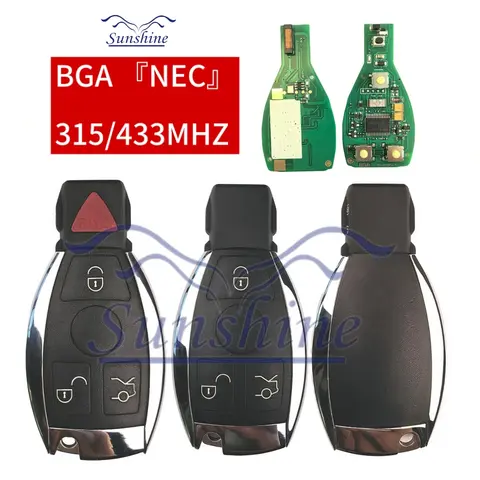 선샤인 3/4 버튼 열쇠가없는 항목 원격 자동차 키 FSK 315mhz/434MHz 메르세데스 벤츠 NEC, BGA, BE W202 W203 W204 W210 W220 W164