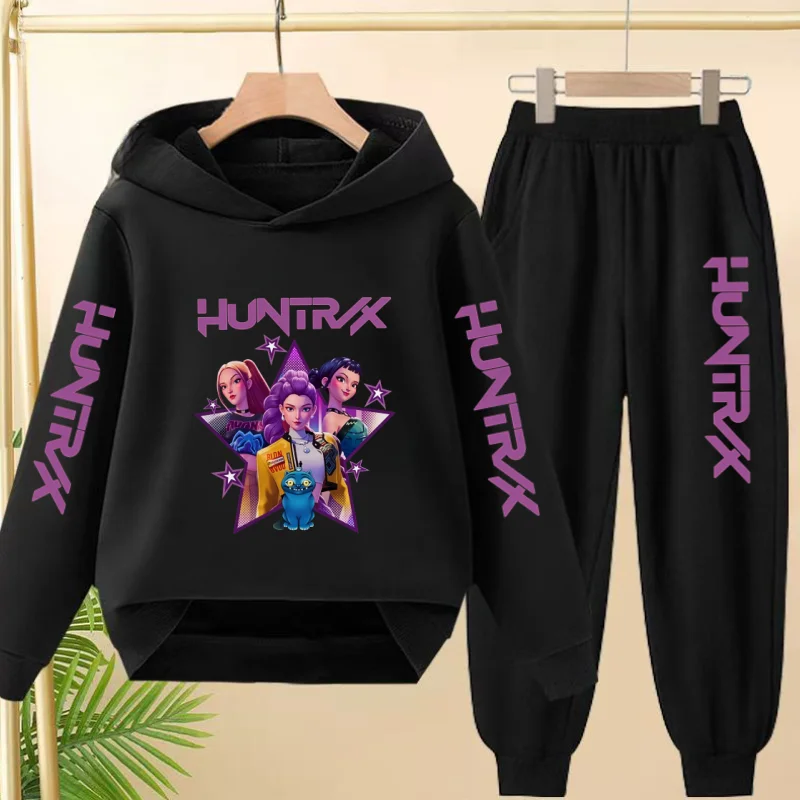 귀엽고 장난꾸러기 같은 걸그룹 프린트 후드티와 패셔너블한 후드티 세트는 3~13세 남아 여아에게 적합합니다.