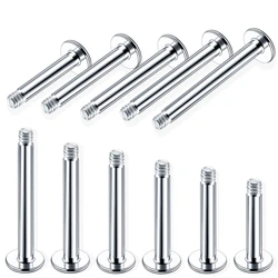 100Pcs/lot Steel Labret Bar Parts Screw Thread Head 16G 14G Labret Post Barbells Only For Lip Piercing Earring Stud Body Jewelry