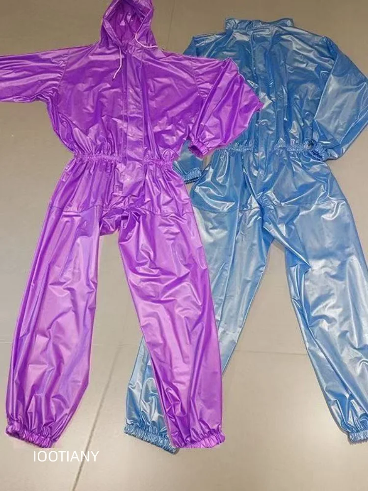 Damen-Plastikanzug, PVC-Anzug, Schweißabsorbierender Kapuzenpullover, Wasserdichter Regenanzug, Clubwear, Cosplay, Party, Bühnenkostüm 2026 – Detail 8