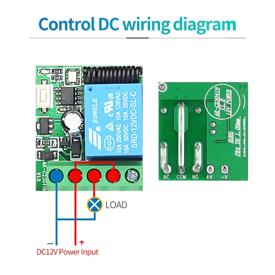 Interruttore di telecomando universale per cancello DC 12V RF 433 Mhz Chiedi codice Relè ricevitore Mini modulo fai da te per porta del garage