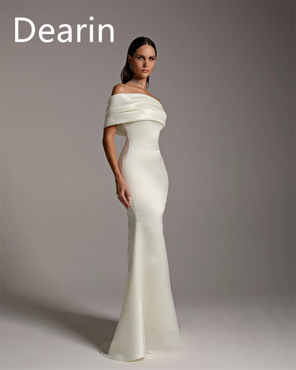 Customized Saudi Arabia Dearin Off-the-shoulder Sheath Floor Length Skirts Hugging Bespoke Occasion Dresses Prom Gown Formal Eve