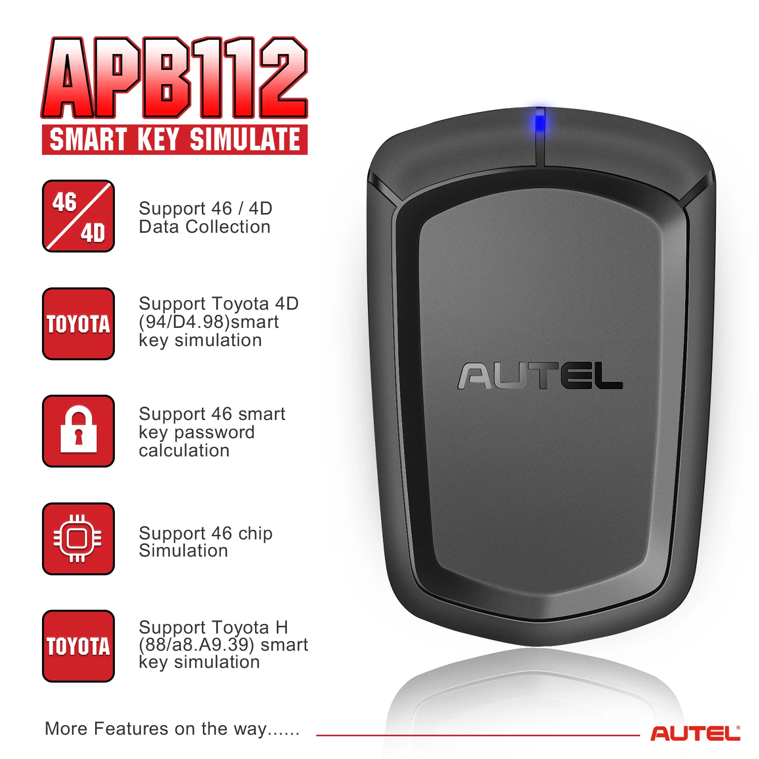 Autel APB112 Smart Key Simulator Emulator Accessory Tool For 46 4D Chip Work With Autel IM608 IM508 IM600 IM608 PRO