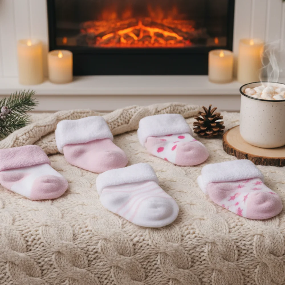 5 Pairs Cotton Baby Short Sock Pink Blue Non-Skid Design Floor Stock Polka Dot Star Breathable Newborn Socks Infant Wear Winter